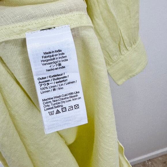 J.Crew Cabana Dress Linen Midi Long Sleeve Pale Flax Yellow Belted Small NWT - Picture 13 of 15